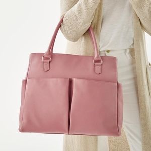 Levenger Charlotte Rose Pink Leather Business Tote Laptop Bag Purse *NWOT*